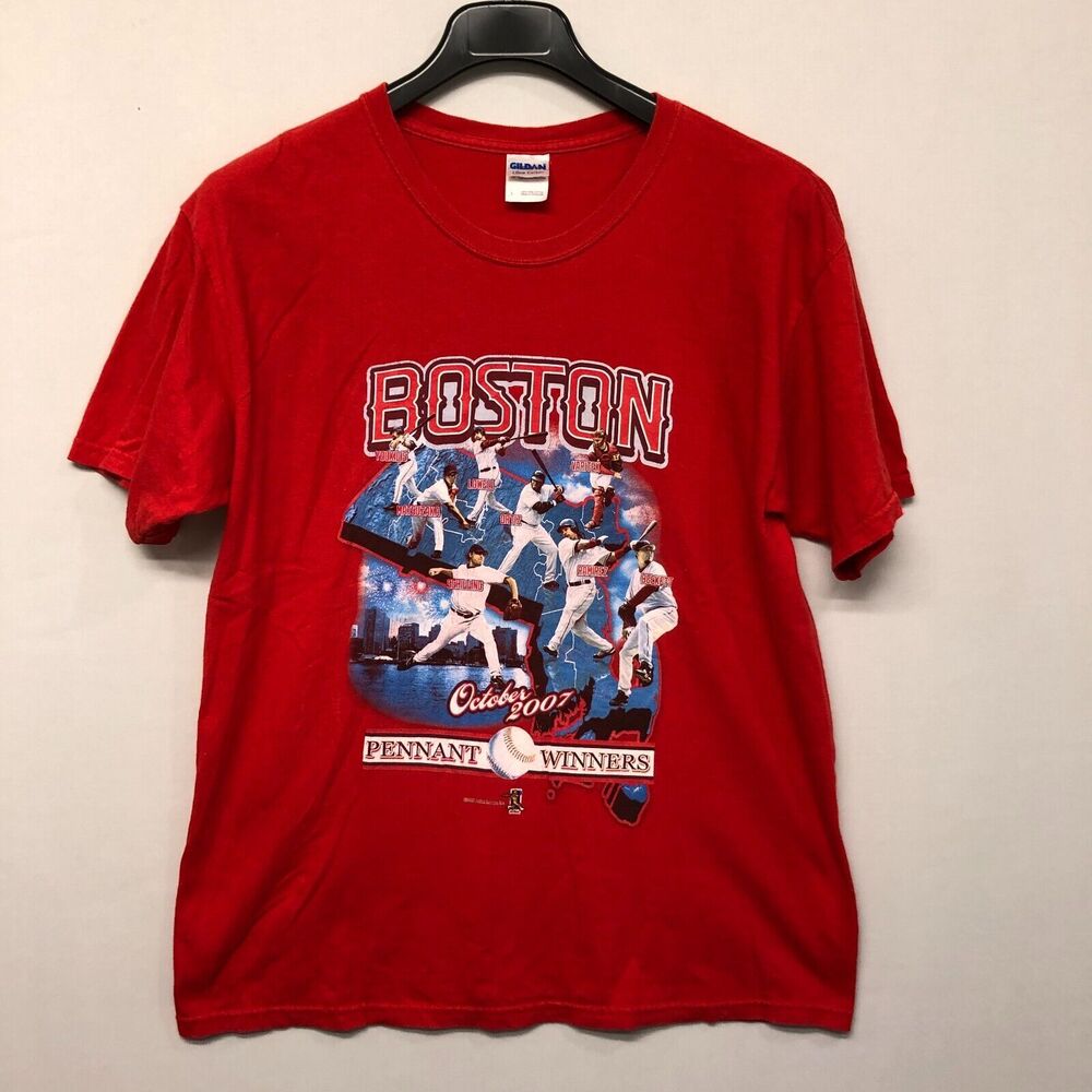 MLB Y2K Baseball Boston Red Sox 2007 Pennant Winners T-Shirt Size Large M166 -7